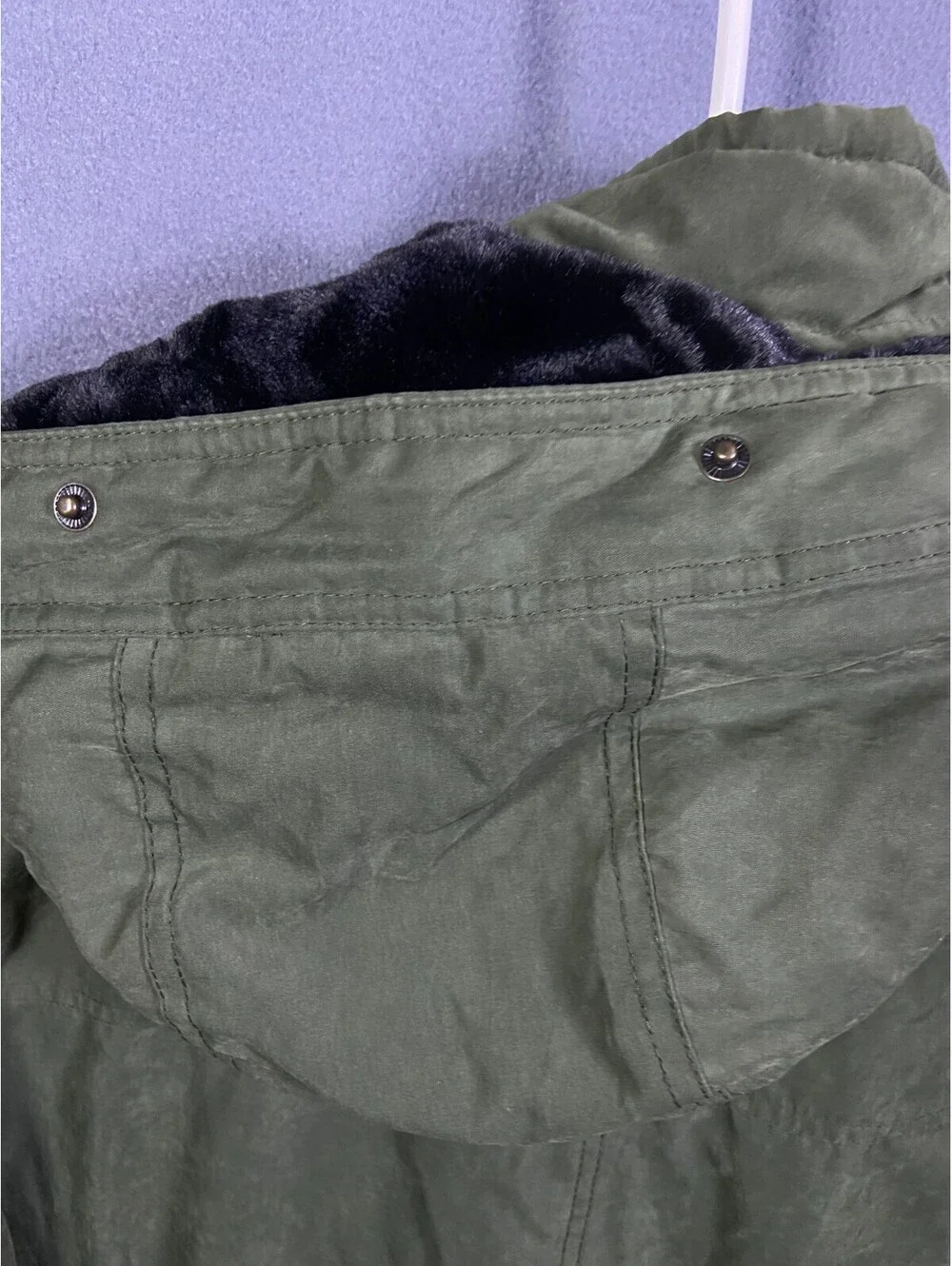 HOLLISTER LINED PARKA JACKET COAT OLIVE GREEN MENS SIZE XL NO FUR HOOD ACCENT